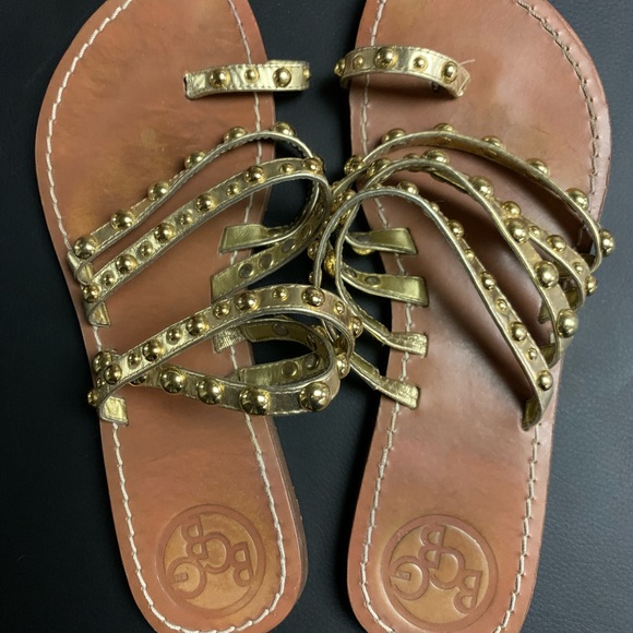 BCBG gold gladiator sandals size 7 1/2 - Picture 1 of 3